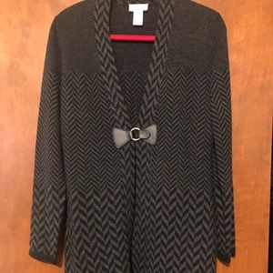 Soft Surroundings black & gray sweater duster Sz M